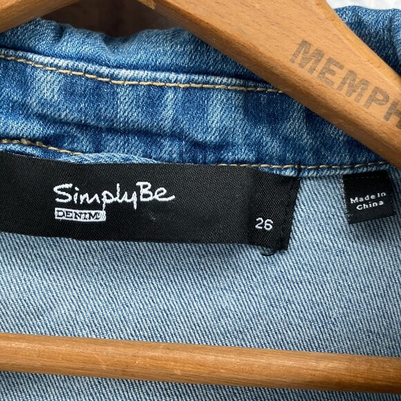 ASOS Simply Be Denim Plus Size US 22 UK 26 Western Cotton Stretch Denim Jacket - Picture 8 of 10
